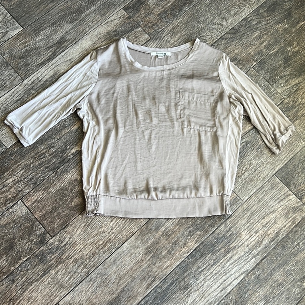 Forever 21 Light Taupe Relaxed Pocket Top